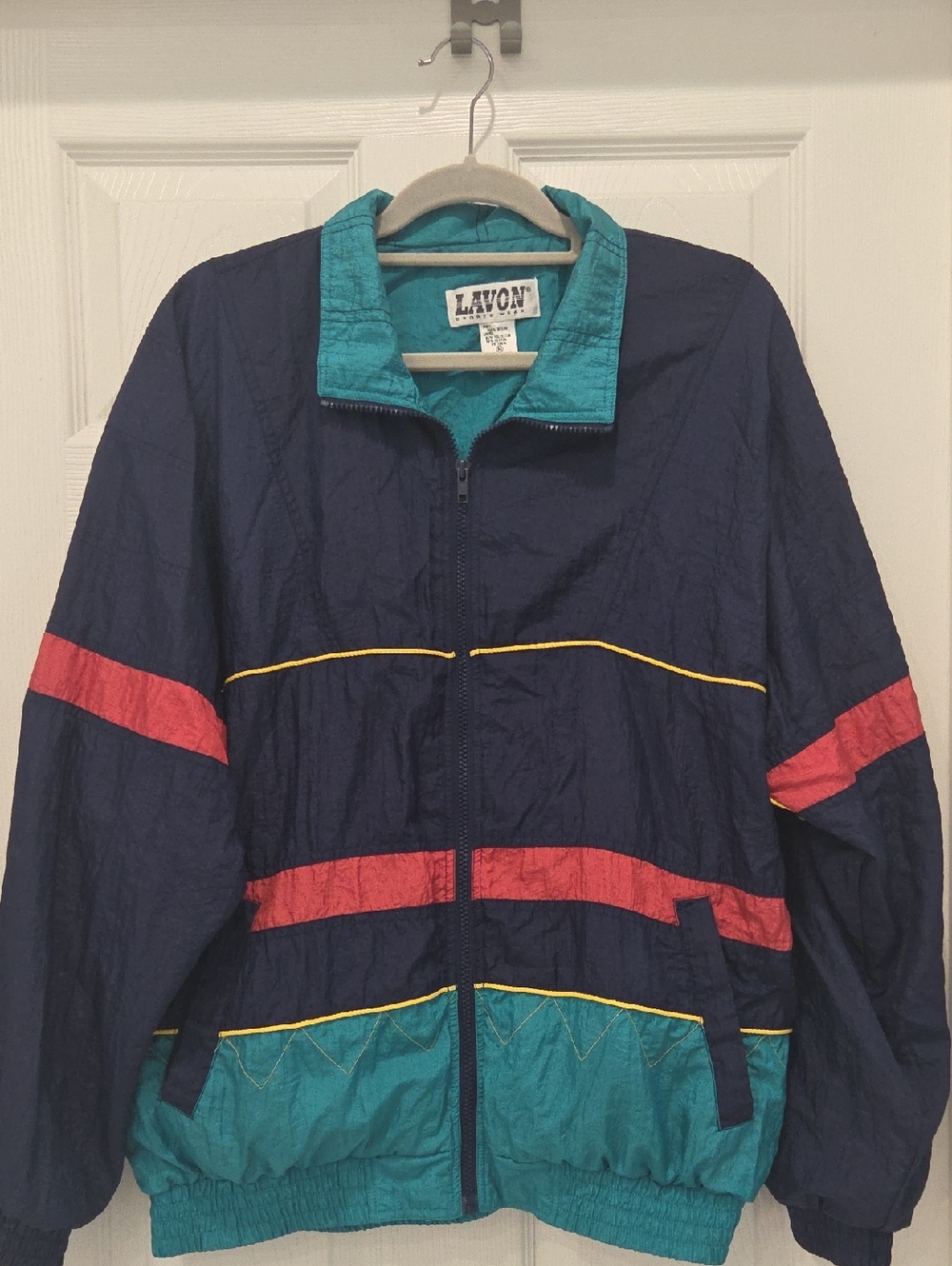 Vintage Lavon Navy & Teal Colorblock Windbreaker Jacket